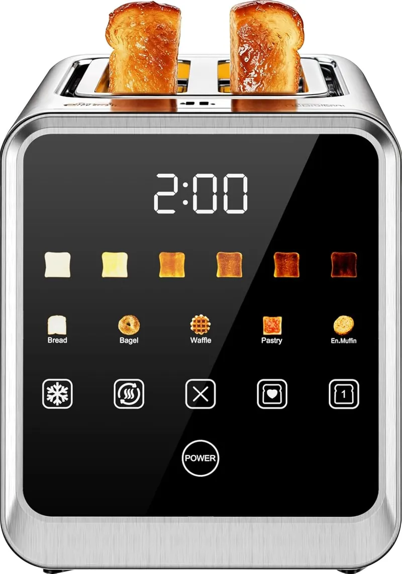 Foyoconven Touch Screen Toaster 2-Slice with 1.5” Wide Slots & Memory Recall